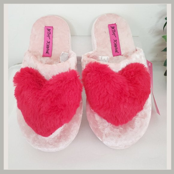 Betsey Johnson Shoes - Betsey Johnson Pink Heart Slippers